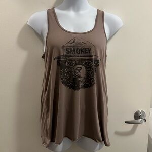 Smokey Bear racer back tank top light brown distressed/vintage Hank Player XL